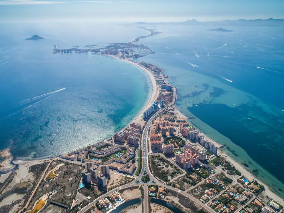 Vista aérea del canal del Estacio y sus playas