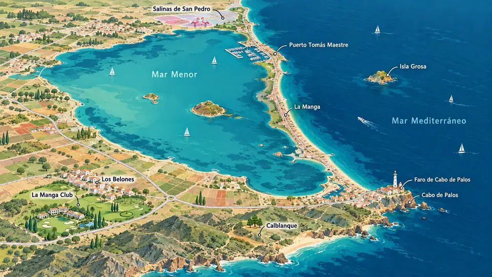 Mapa ilustrado de La Manga y el Mar Menor